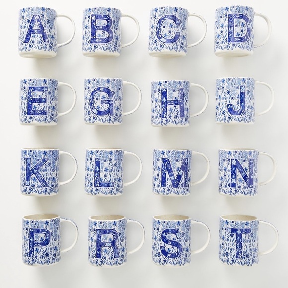 Anthropologie Folksong Monogram Mug Letter X - NEW - Picture 4 of 10